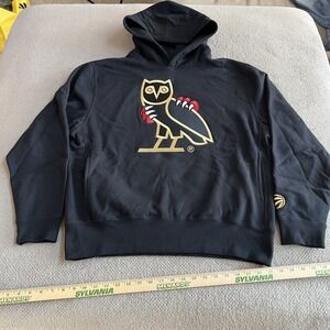 OVO x Toronto Raptors x Jurassic Park OG Owl Hoodie Black October's Very Own